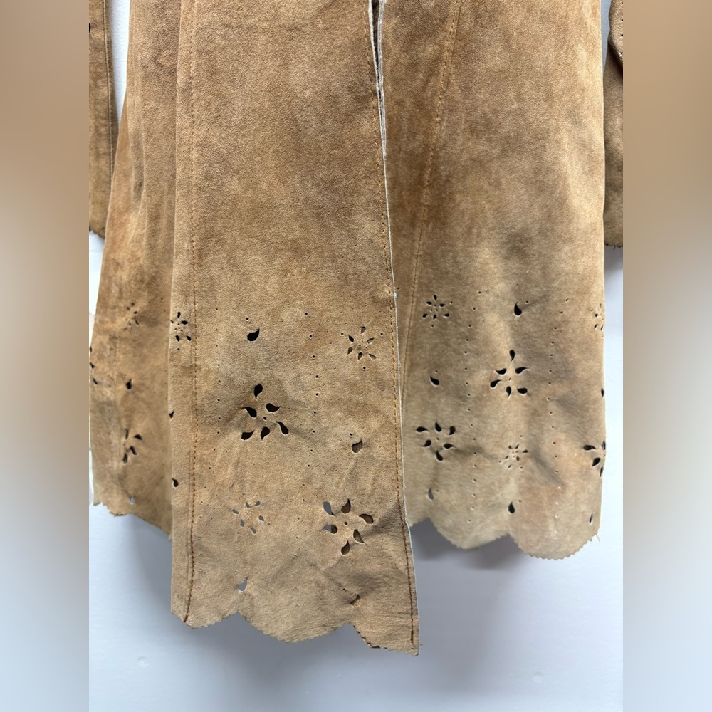 Tan Leather Women's Coat - Picture 6 of 16